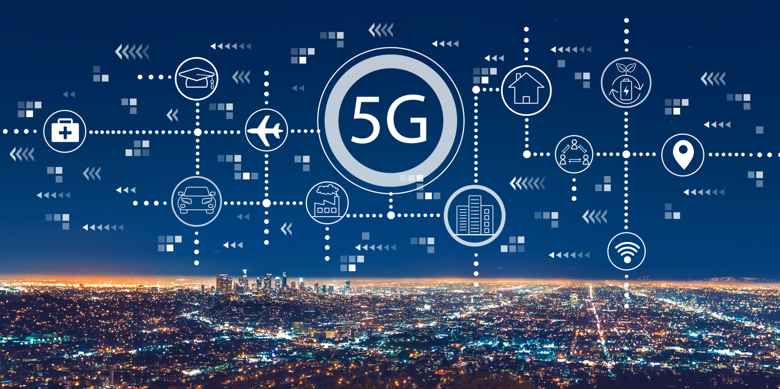 5G network with downtown Los Angeles