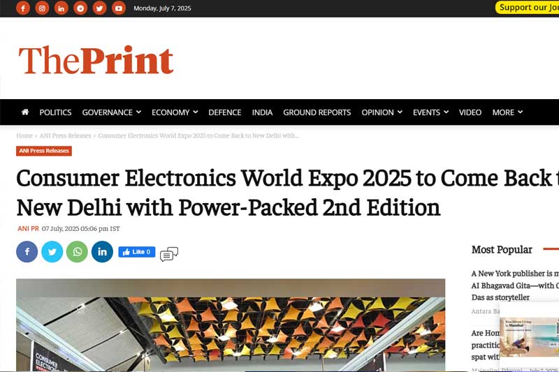 Consumer Electronics World Expo 2025 to Come Back to New Delhi with Power-Packed 2nd Edition