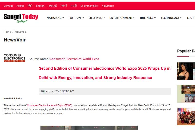 Second Edition of Consumer Electronics World Expo 2025 Wraps Up in Delhi with Energy, Innovation, and Strong Industry Response