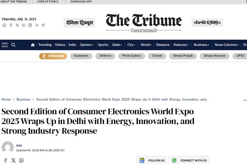 Second Edition of Consumer Electronics World Expo 2025 Wraps Up in Delhi with Energy, Innovation, and Strong Industry Response